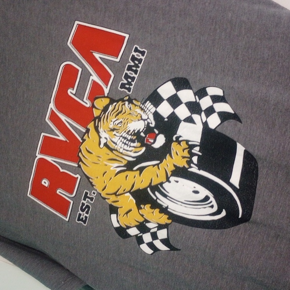 RVCA Vintage Gray Racing Tiger Graphics Men's Shirt